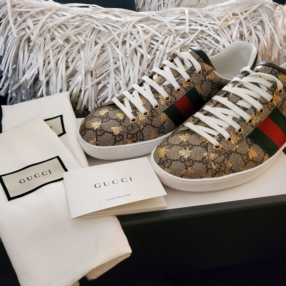 Gucci Men's Ace GG Supreme bees Sneakers Size G 8+